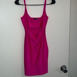 This is a perfect neon pink mini dress